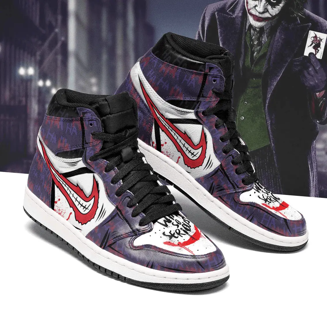 Air JD Hightop Shoes Joker Smile JD Sneakers Custom Why So Serious BRB02