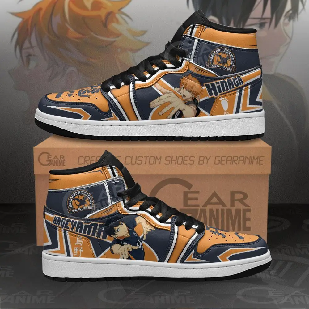 Air JD Hightop Shoes Kageyama and Hinata JD1s Sneakers Custom Haikyuu Anime Shoes