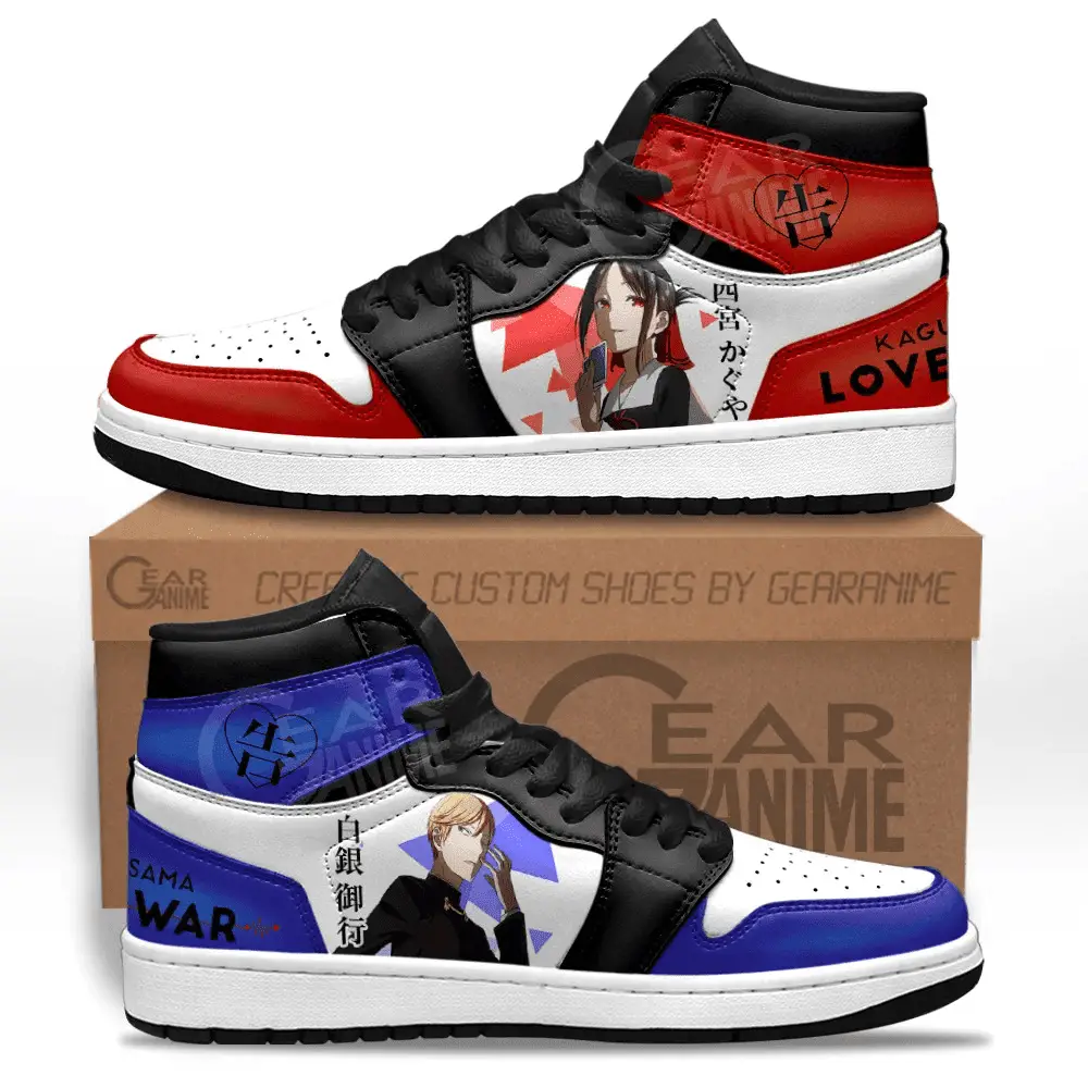 Air JD Hightop Shoes Kaguya Shinomiya and Miyuki Shirogane JD1s Sneakers Kaguya-sama Anime Shoes