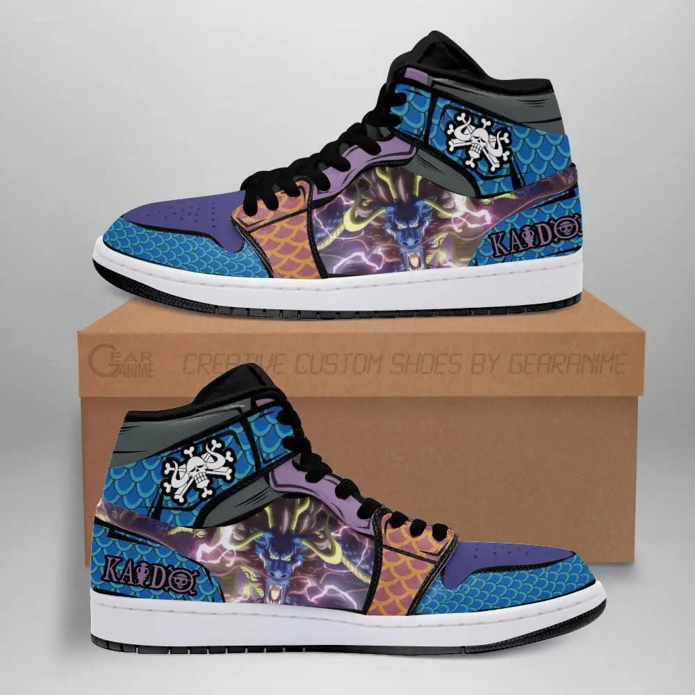 Air JD Hightop Shoes Kaido JD1s Sneakers Dragon Form Custom Anime One Piece Shoes