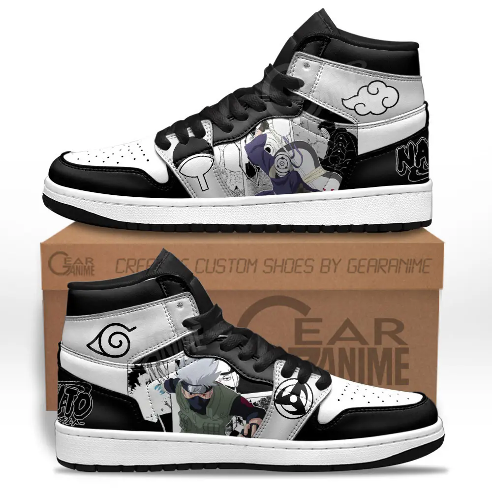 Air JD Hightop Shoes Kakashi Hatake and Tobi JD1s Sneakers Custom Manga Anime Shoes