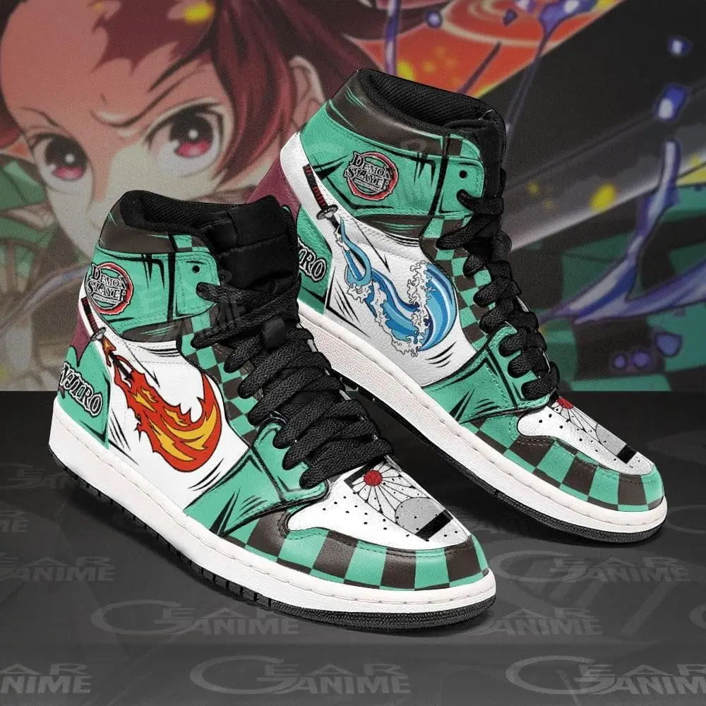 Air JD Hightop Shoes Kamado Water & Sun Breathing JD Sneakers Custom Anime Demon