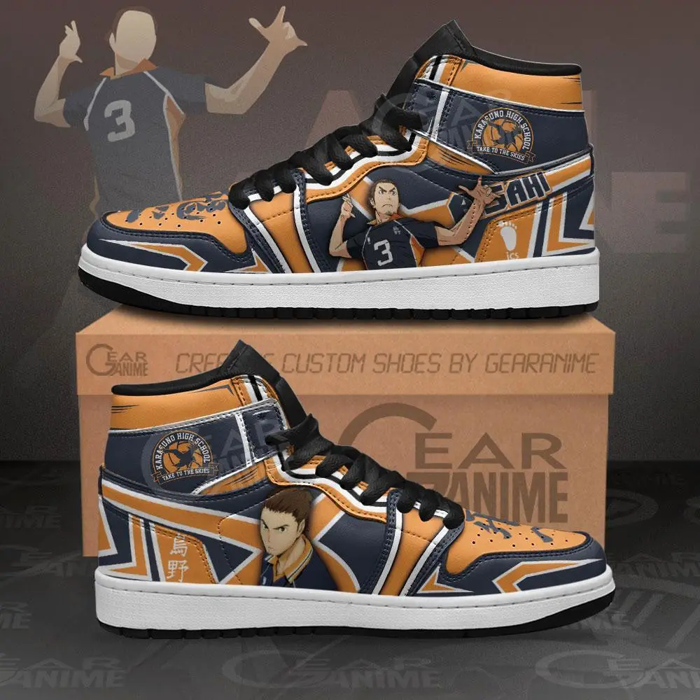 Air JD Hightop Shoes Karasuno Asahi Azumane JD1s Sneakers Haikyuu Anime Shoes