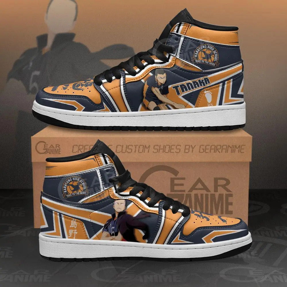 Air JD Hightop Shoes Karasuno Ryunosuke Tanaka JD1s Sneakers Haikyuu Custom Anime Shoes
