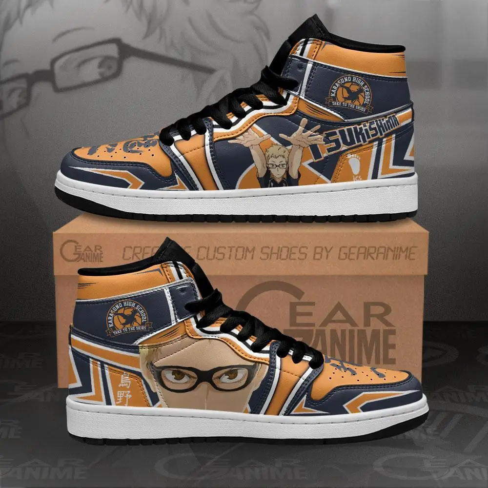 Air JD Hightop Shoes Karasuno Tsukishima Kei JD1s Sneakers Haikyuu Anime Shoes MN10
