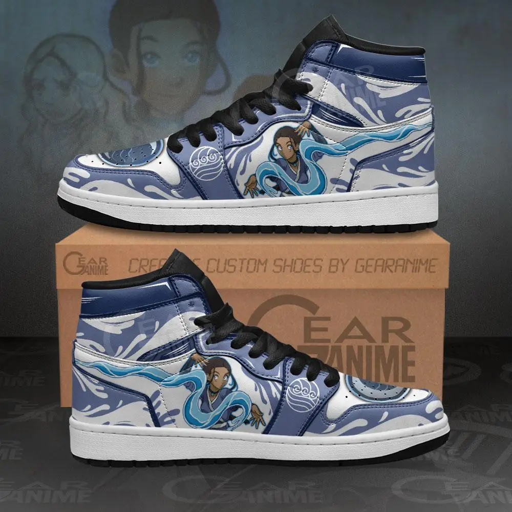 Air JD Hightop Shoes Katara JD1s Sneakers Custom Avatar The Last Airbender Anime Shoes