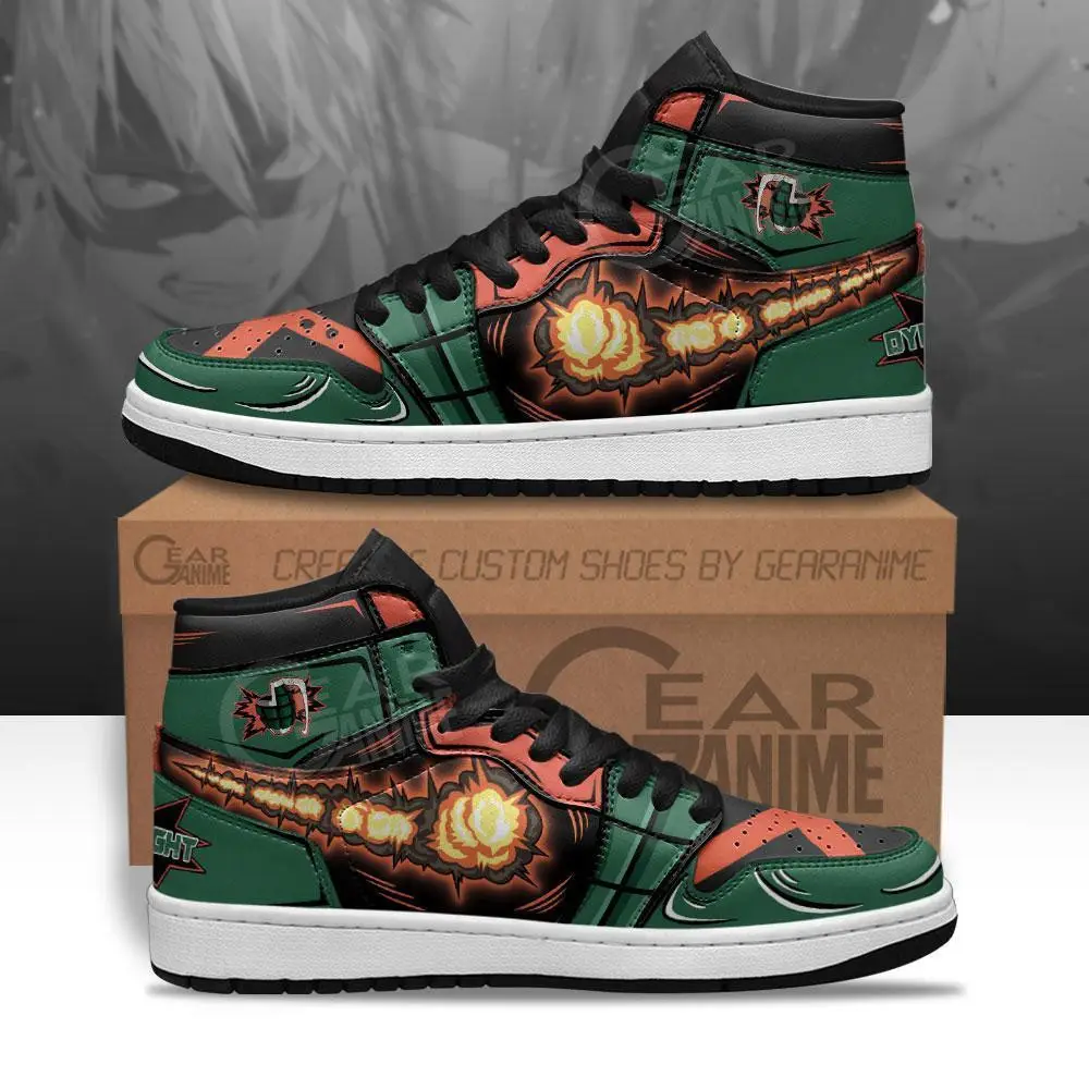 Air JD Hightop Shoes Katsuki Bakugo JD1s Sneakers Custom Dynamight My Hero Academia Anime Shoes