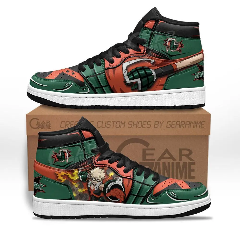 Air JD Hightop Shoes Katsuki Bakugo JD1s Sneakers Custom My Hero Academia Anime Shoes