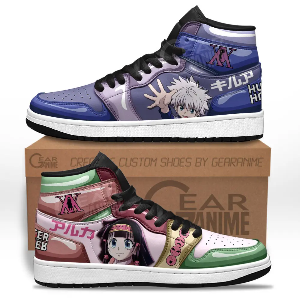 Air JD Hightop Shoes Killua and Alluka Zoldyck JD1s Sneakers Custom Hunter X Hunter Anime Shoes