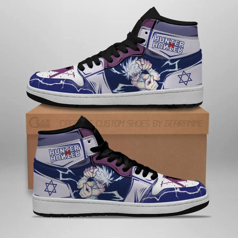 Air JD Hightop Shoes Killua Hunter X Hunter JD1s Sneakers Godspeed HxH Anime Shoes