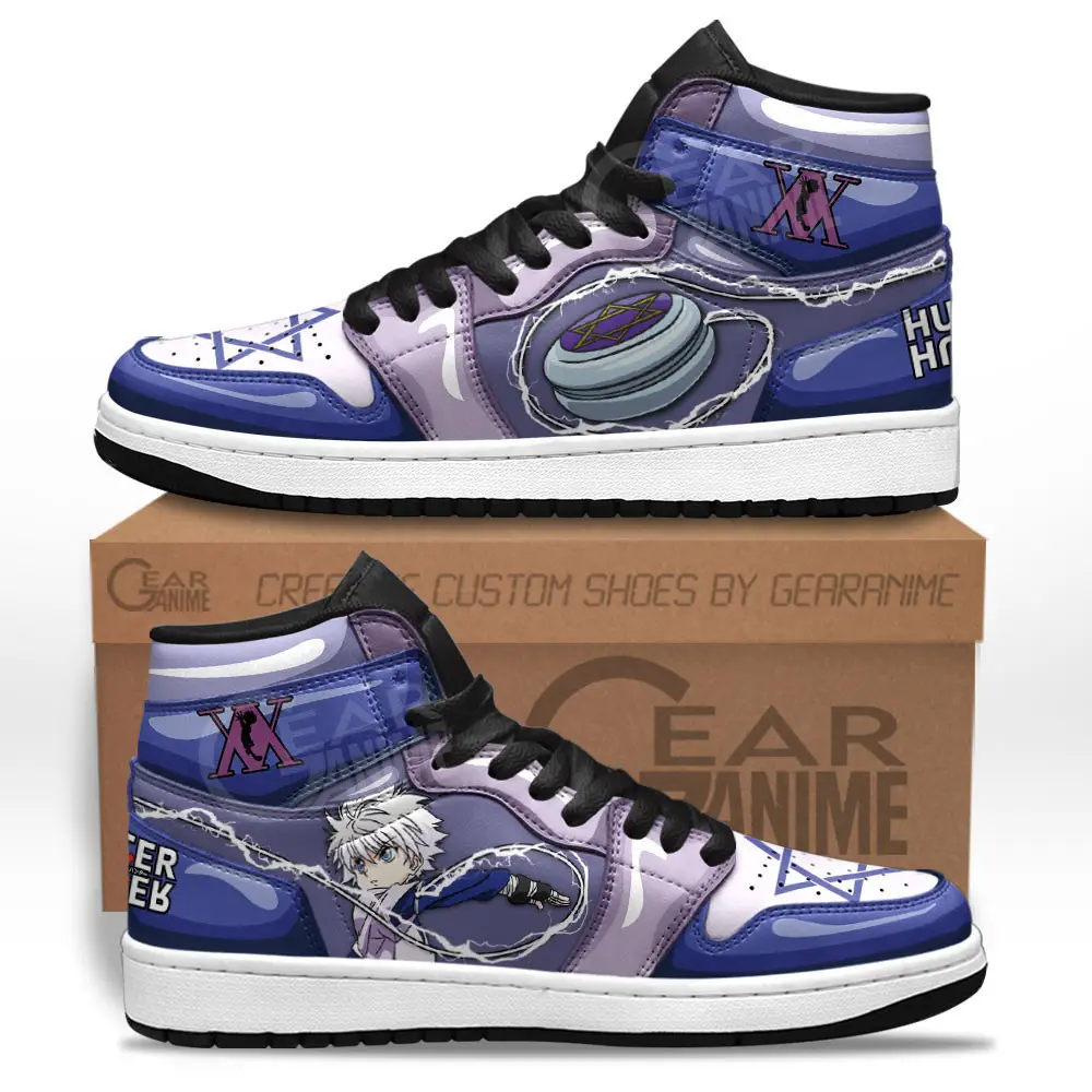 Air JD Hightop Shoes Killua JD1s Sneakers Custom Hunter X Hunter Anime Shoes