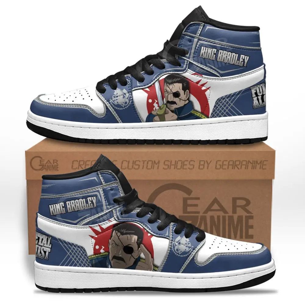 Air JD Hightop Shoes King Bradley JD1s Sneakers Custom Fullmetal Alchemist Anime Shoes