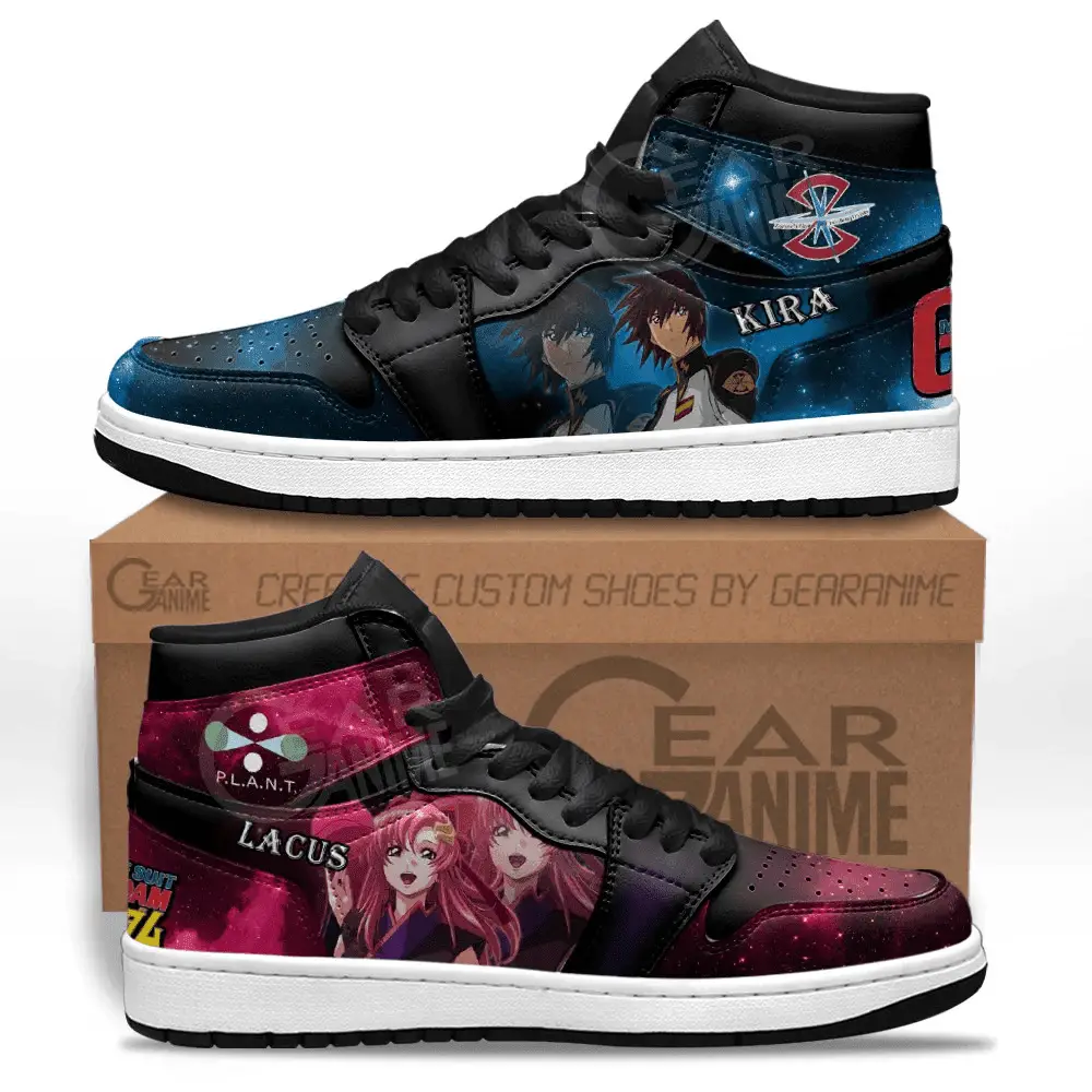 Air JD Hightop Shoes Kira Yamato and Lacus Clyne Custom Anime Shoes For Gundam Fans
