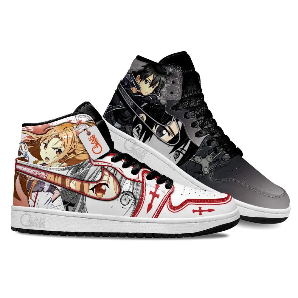 Air JD Hightop Shoes Kirito and Asuna Anime Shoes Custom Sneakers MN2102
