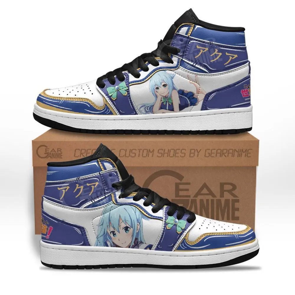 Air JD Hightop Shoes KonoSuba Aqua JD1s Sneakers Custom Anime Shoes