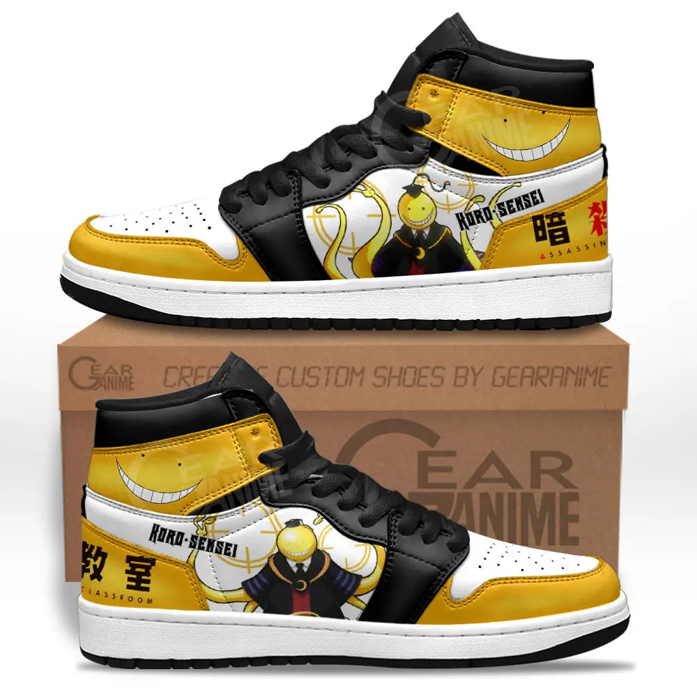 Air JD Hightop Shoes Koro Sensei JD1s Sneakers Assassination Classroom Custom Anime Shoes