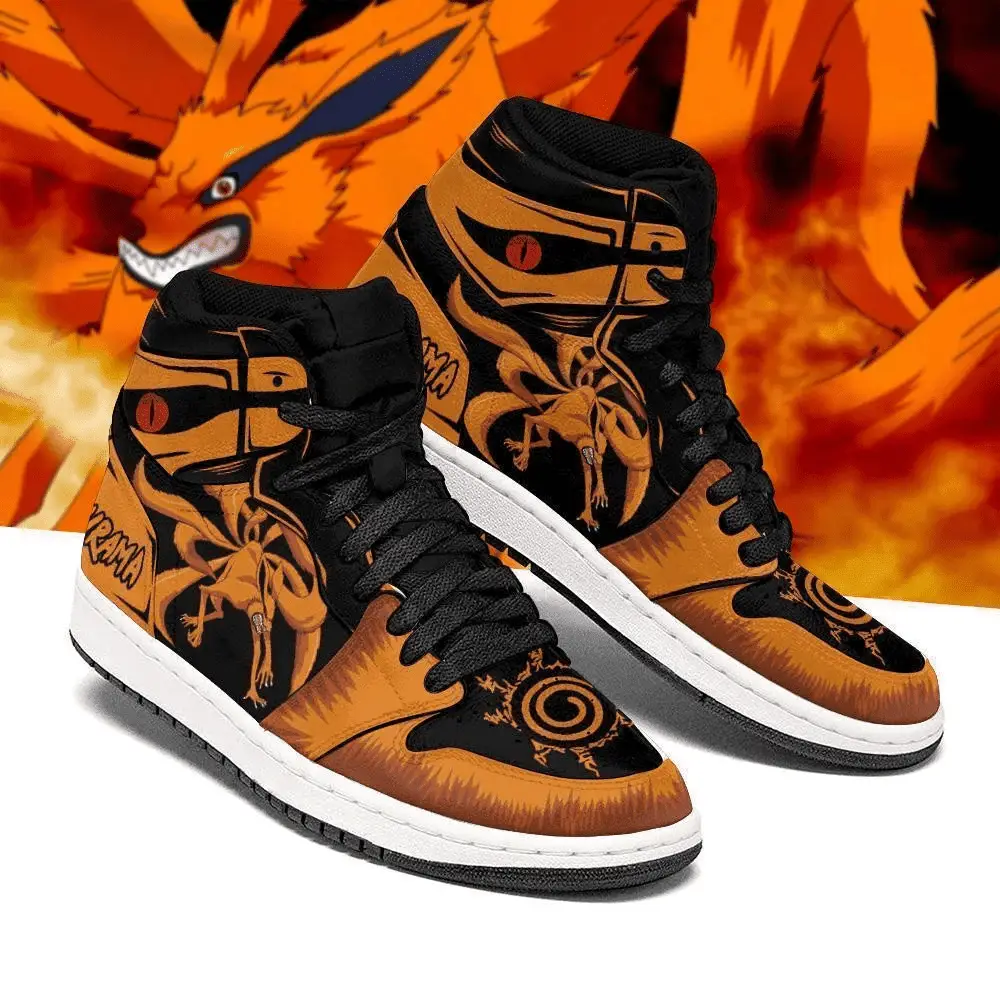 Air JD Hightop Shoes Kurama Nine-tailed Beast JD Sneakers Custom For Naruto Fans