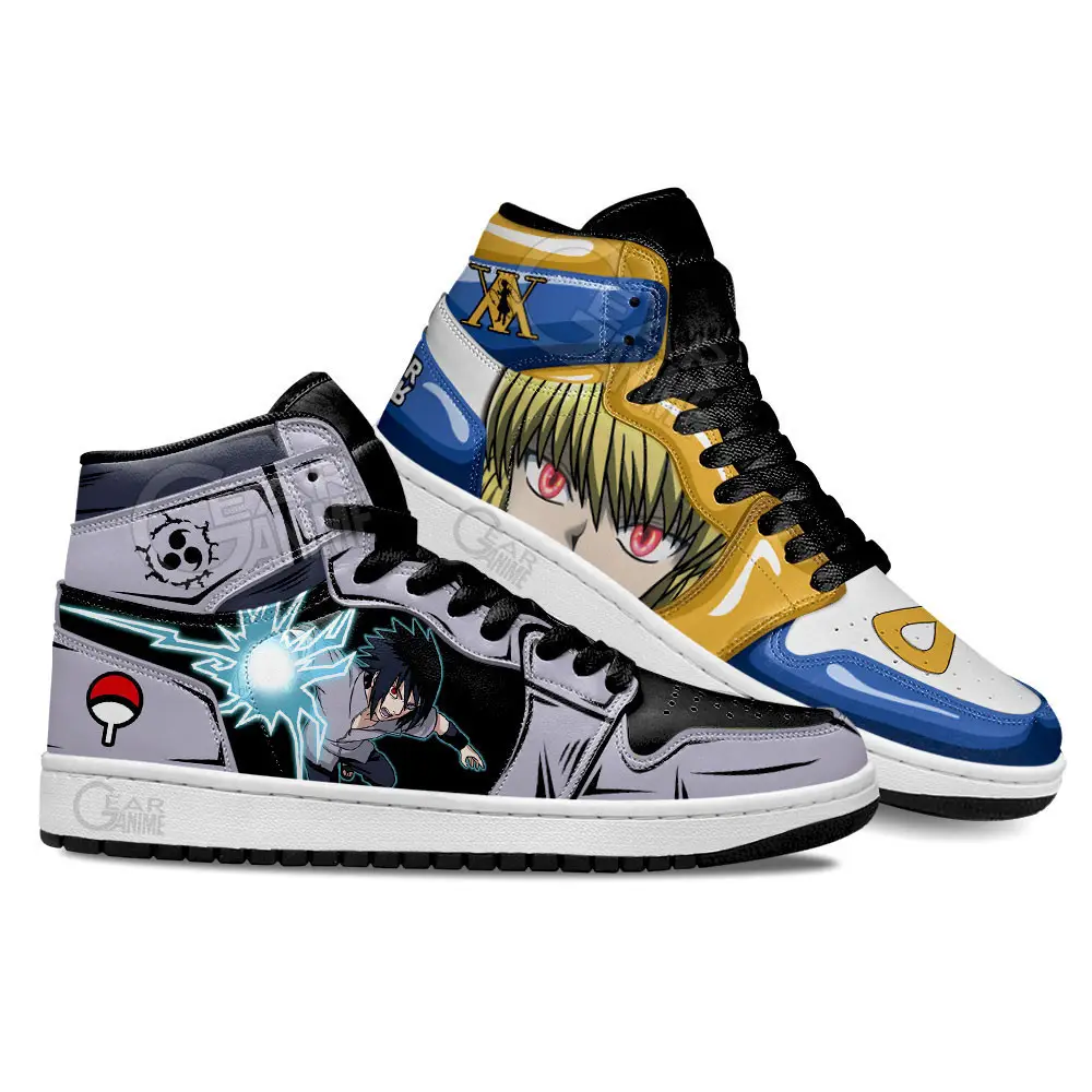 Air JD Hightop Shoes Kurapika and Sasuke Uchiha Anime Custom Shoes