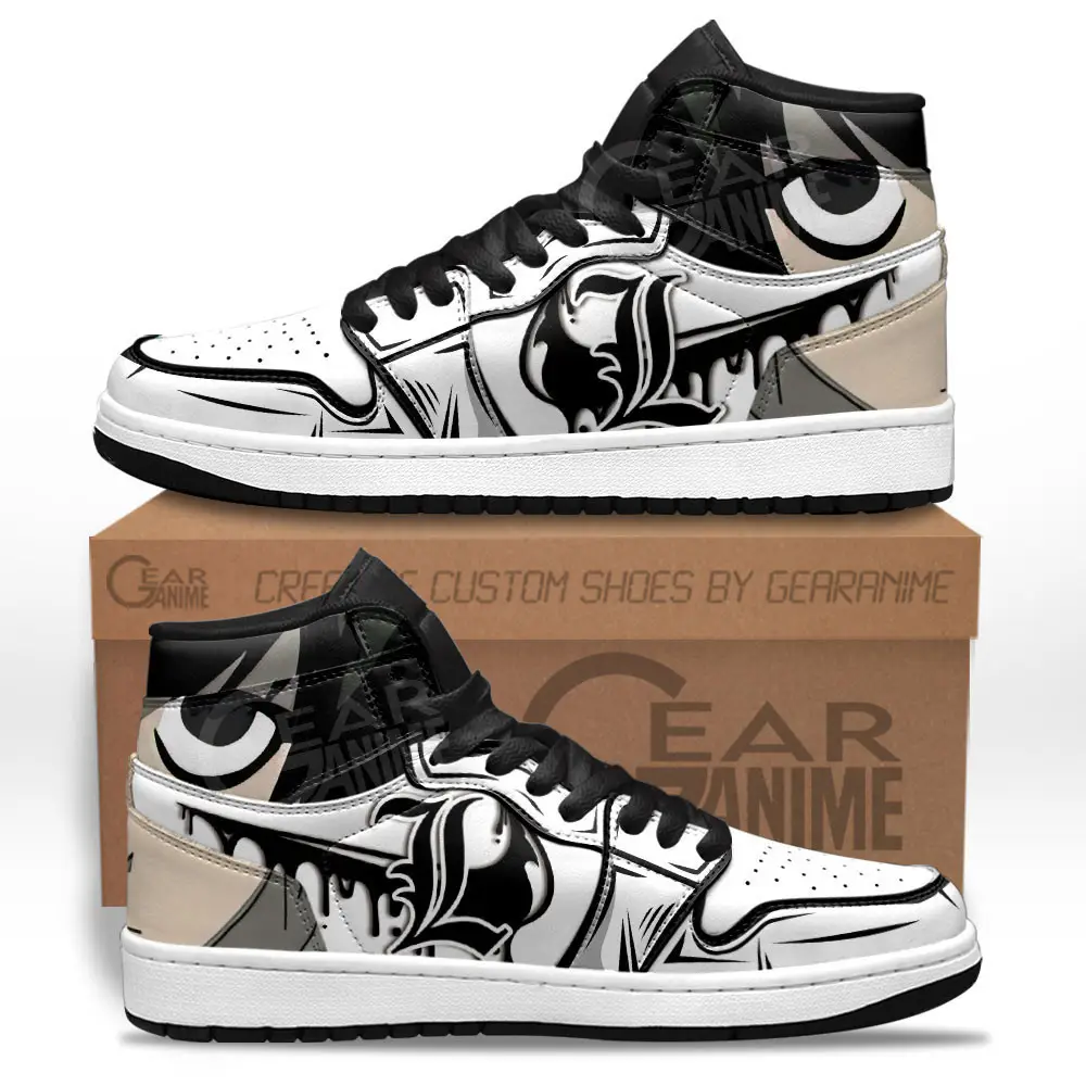 Air JD Hightop Shoes L Lawliet JD1s Sneakers Death Note Custom Anime Shoes