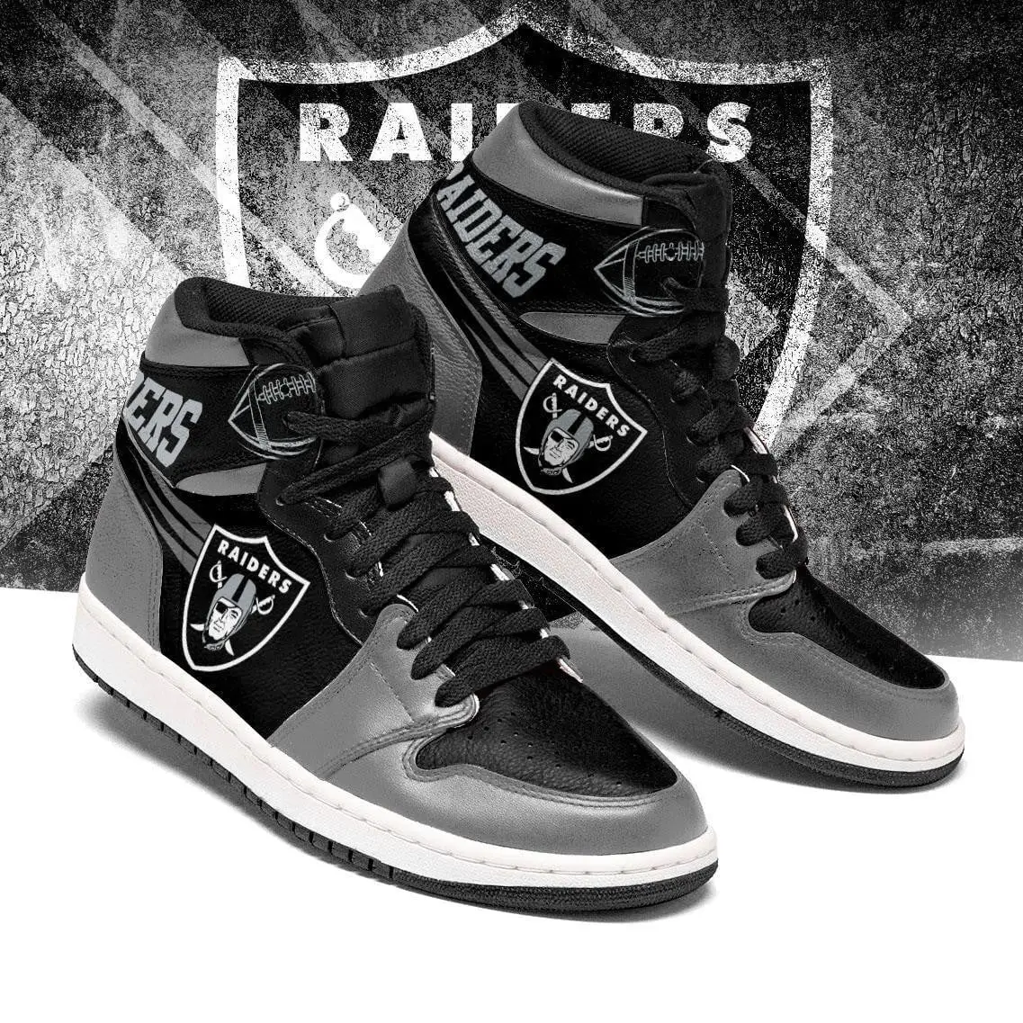 Air JD Hightop Shoes Las Vegas Raiders JD Shoes Custom BRB08