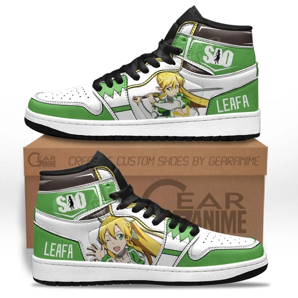 Air JD Hightop Shoes Leafa JD1s Sneakers Custom Anime Sword Art Online Shoes