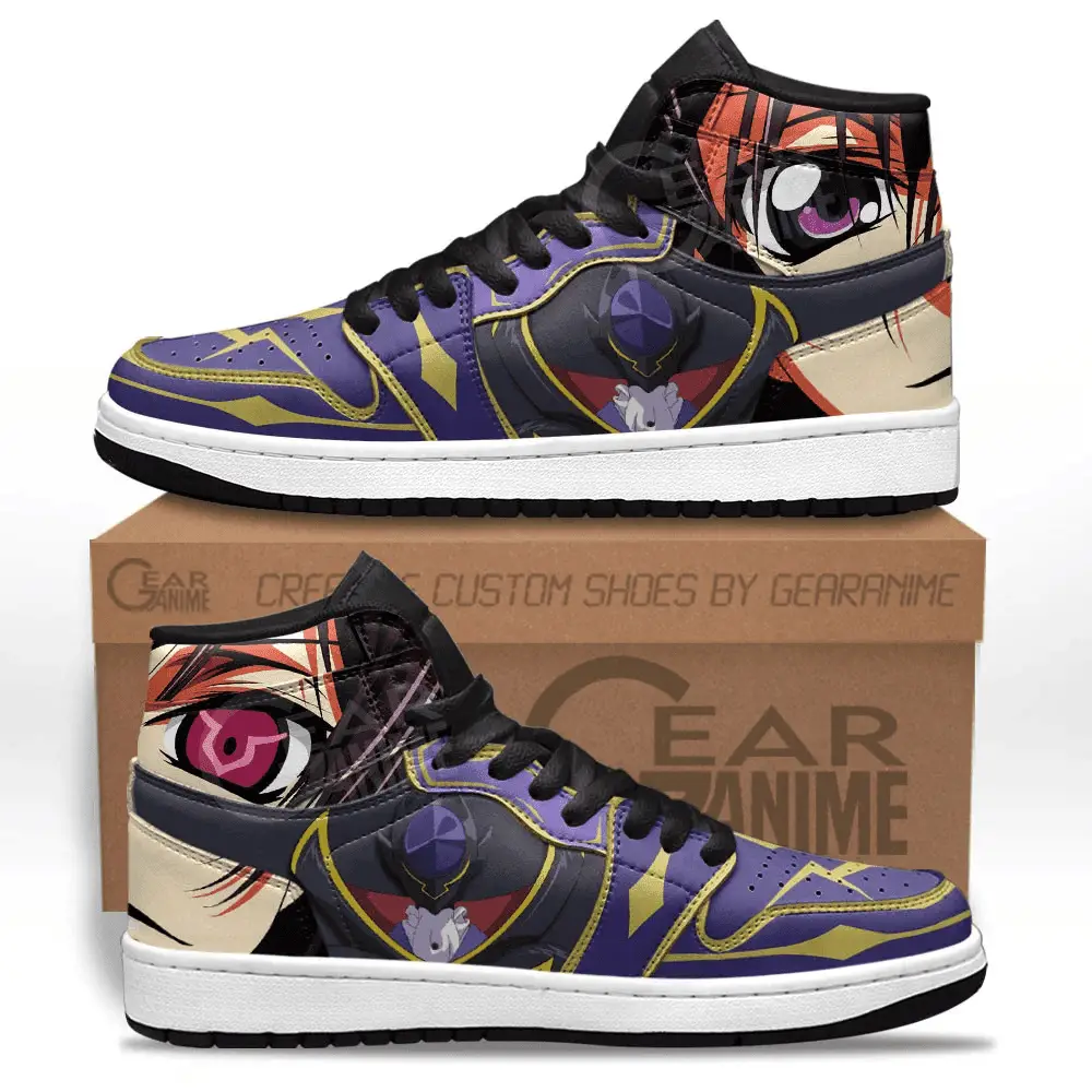 Air JD Hightop Shoes Lelouch Lamperouge JD1s Sneakers Code Geass Custom Anime Shoes