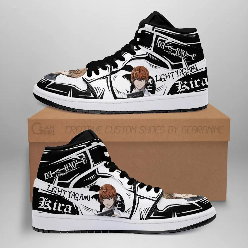 Air JD Hightop Shoes Light Yagami JD1s Sneakers Custom Death Note Anime Shoes Fan MN05