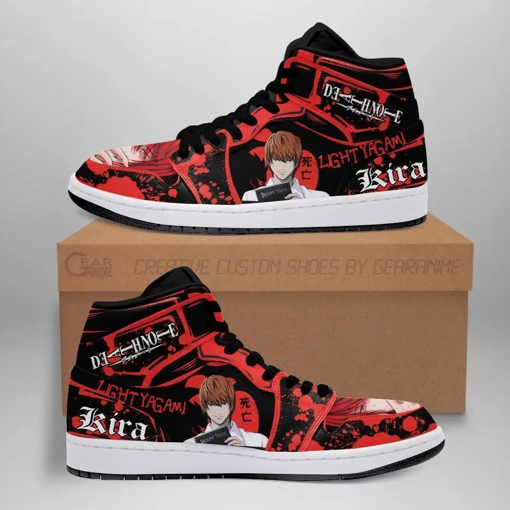 Air JD Hightop Shoes Light Yagami JD1s Sneakers Red Custom Death Note Anime Shoes Fan MN05 Air JD Hightop Shoes Light Yagami JD1s Sneakers Red Custom Death Note Anime Shoes Fan MN05 - Image 1