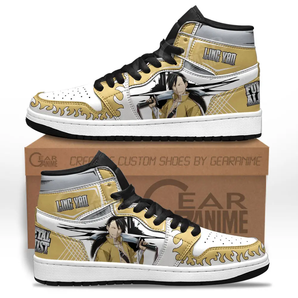 Air JD Hightop Shoes Ling Yao JD1s Sneakers Custom Fullmetal Alchemist Anime Shoes