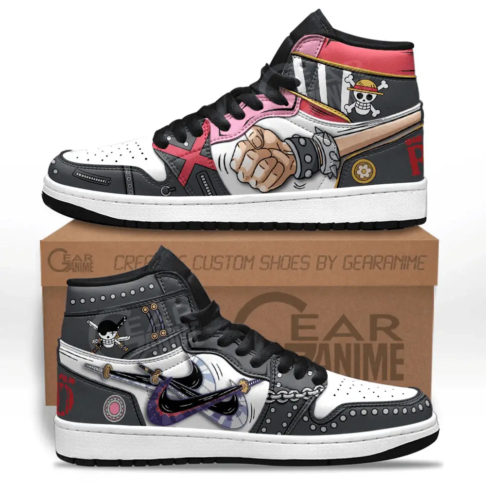 Air JD Hightop Shoes Luffy and Zoro JD1s Sneakers One Piece Red Custom Anime Shoes