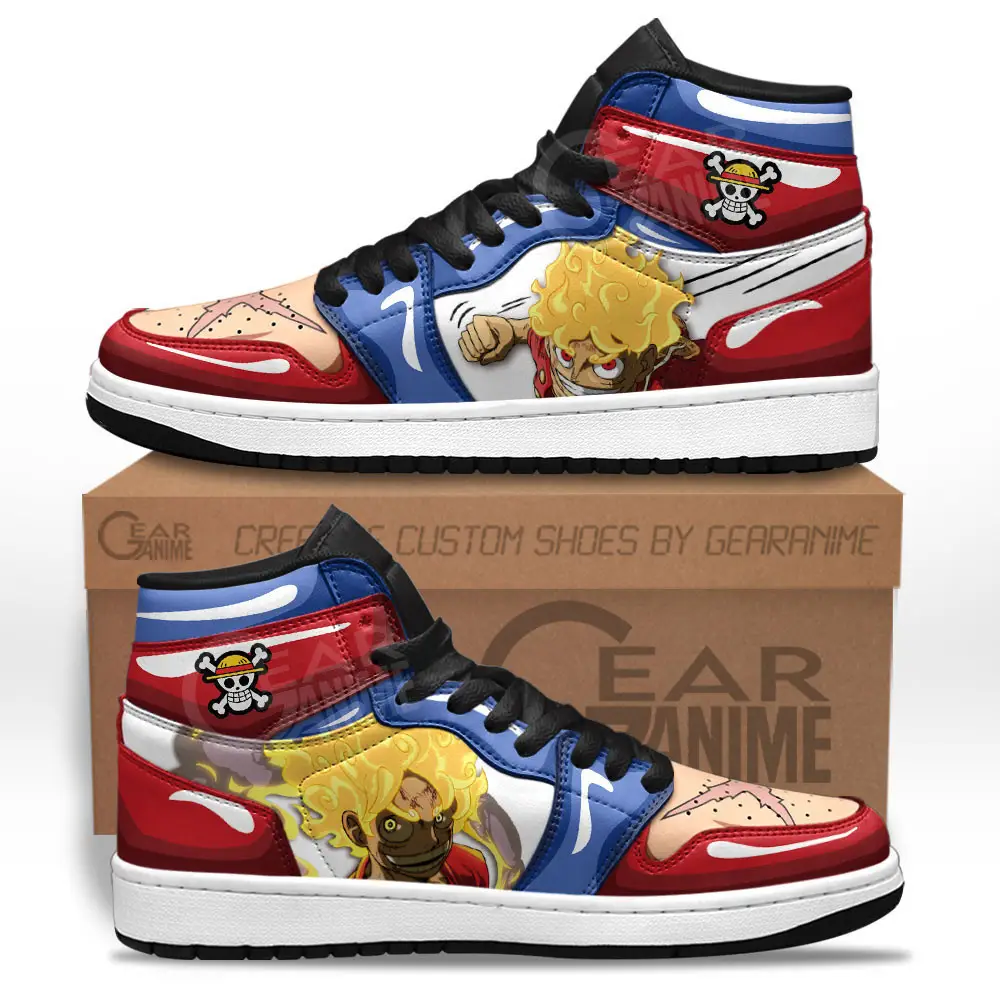 Air JD Hightop Shoes Luffy Gear 5 JD1s Sneakers Custom One Piece Anime Shoes