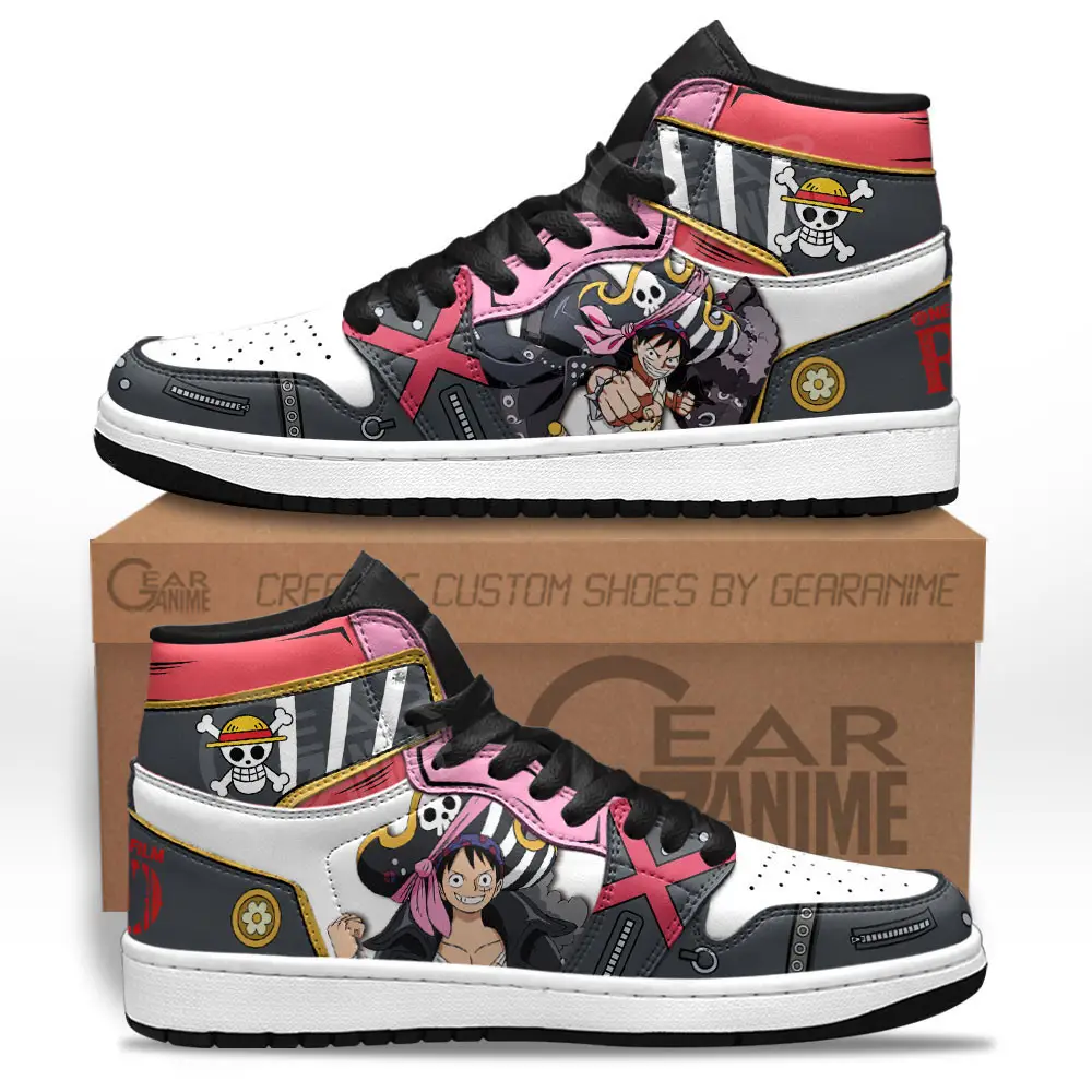 Air JD Hightop Shoes Luffy JD1s Sneakers One Piece Red Custom Anime Shoes Perfect Gift Idea