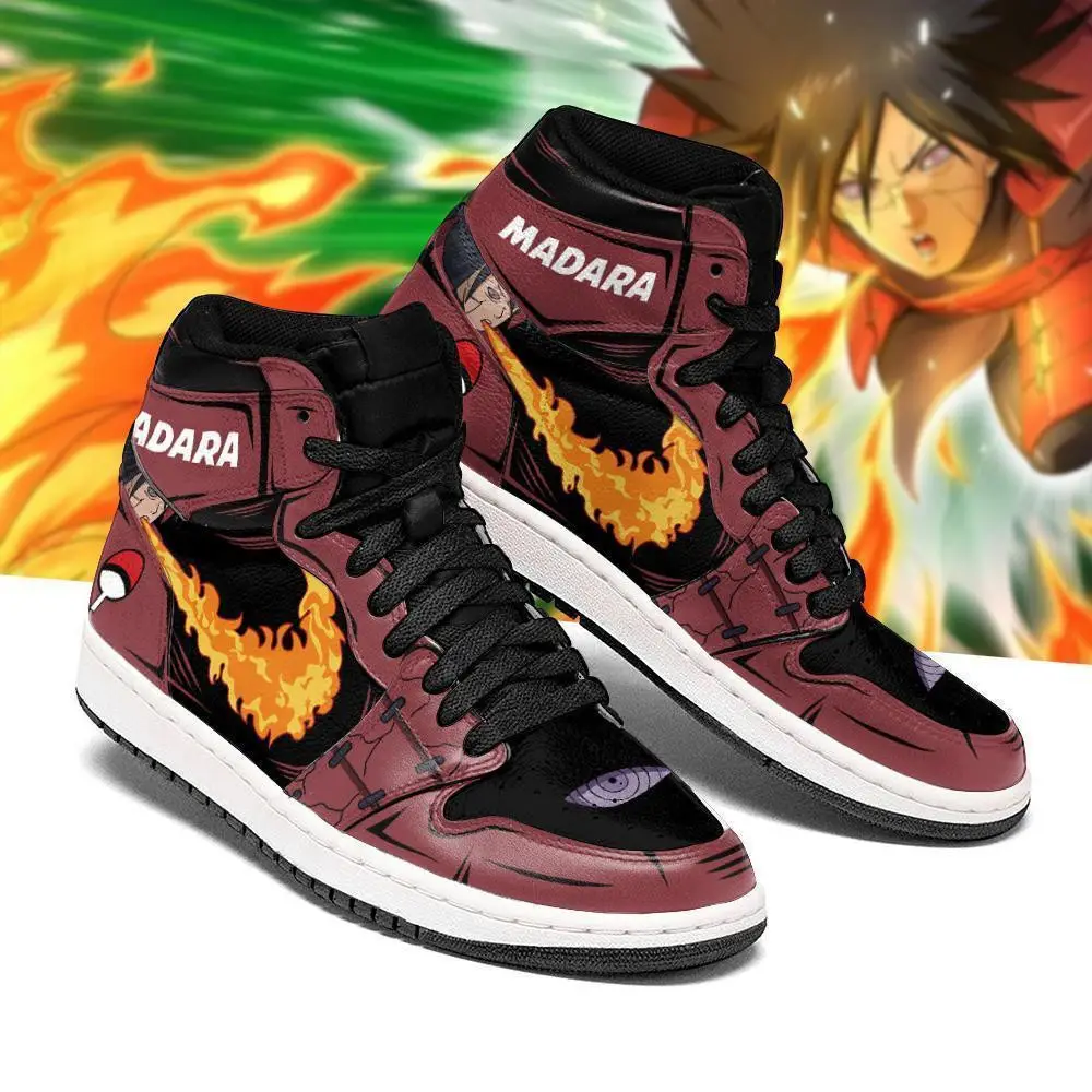 Air JD Hightop Shoes Madara Shoes Jutsu Fire Release JD1s Sneakers Anime JD1s Sneakers