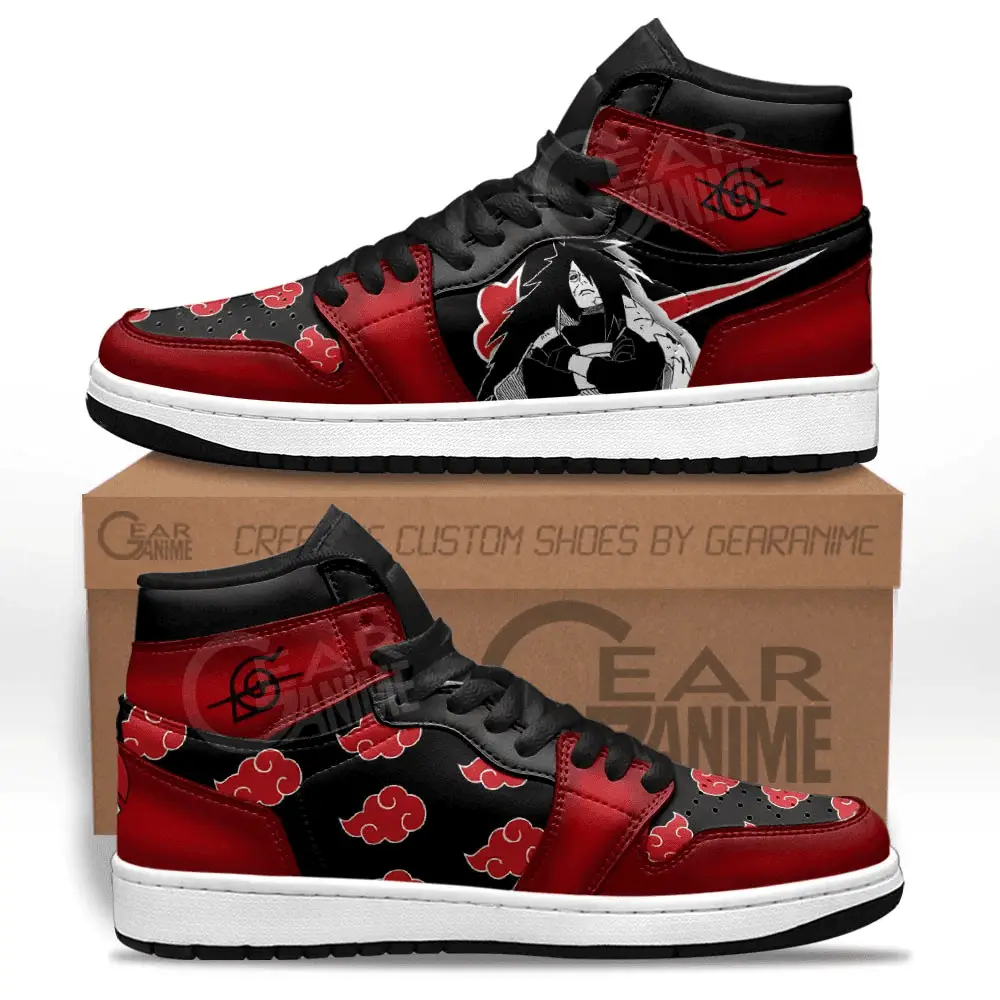 Air JD Hightop Shoes Madara Uchiha JD1s Sneakers Akatsuki Custom Anime Shoes For Fans
