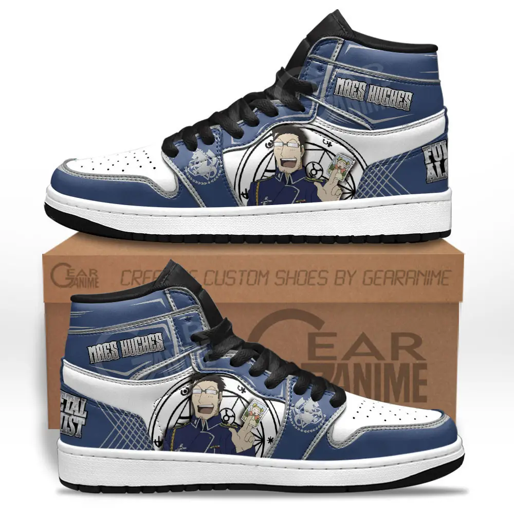 Air JD Hightop Shoes Maes Hughes JD1s Sneakers Custom Fullmetal Alchemist Anime Shoes