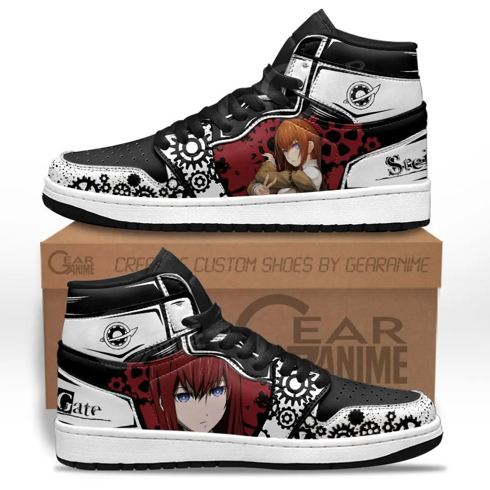 Air JD Hightop Shoes Makise Kurisu JD1s Sneakers Custom Steins Gate Anime Shoes