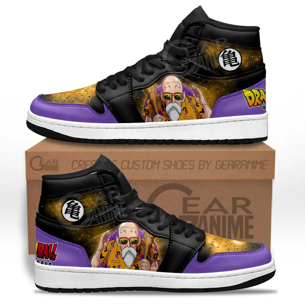 Air JD Hightop Shoes Master Roshi JD1s Sneakers Custom Dragon Ball Anime Shoes Mix Galaxy