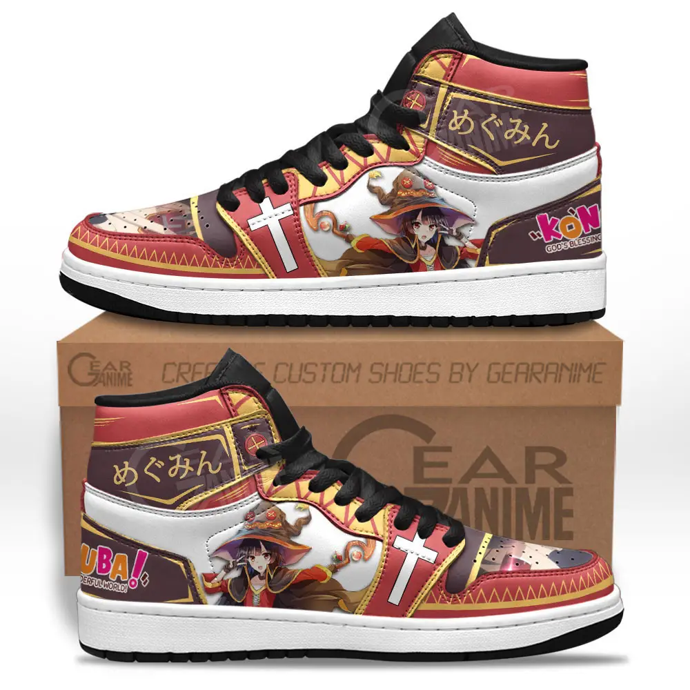 Air JD Hightop Shoes Megumin JD1s Sneakers Custom Konosuba Anime Shoes