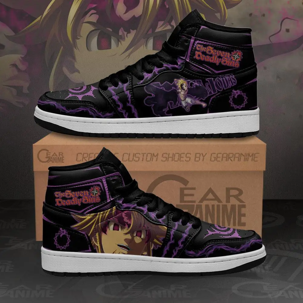 Air JD Hightop Shoes Meliodas Demon JD1s Sneakers Seven Deadly Sins Anime Shoes MN10