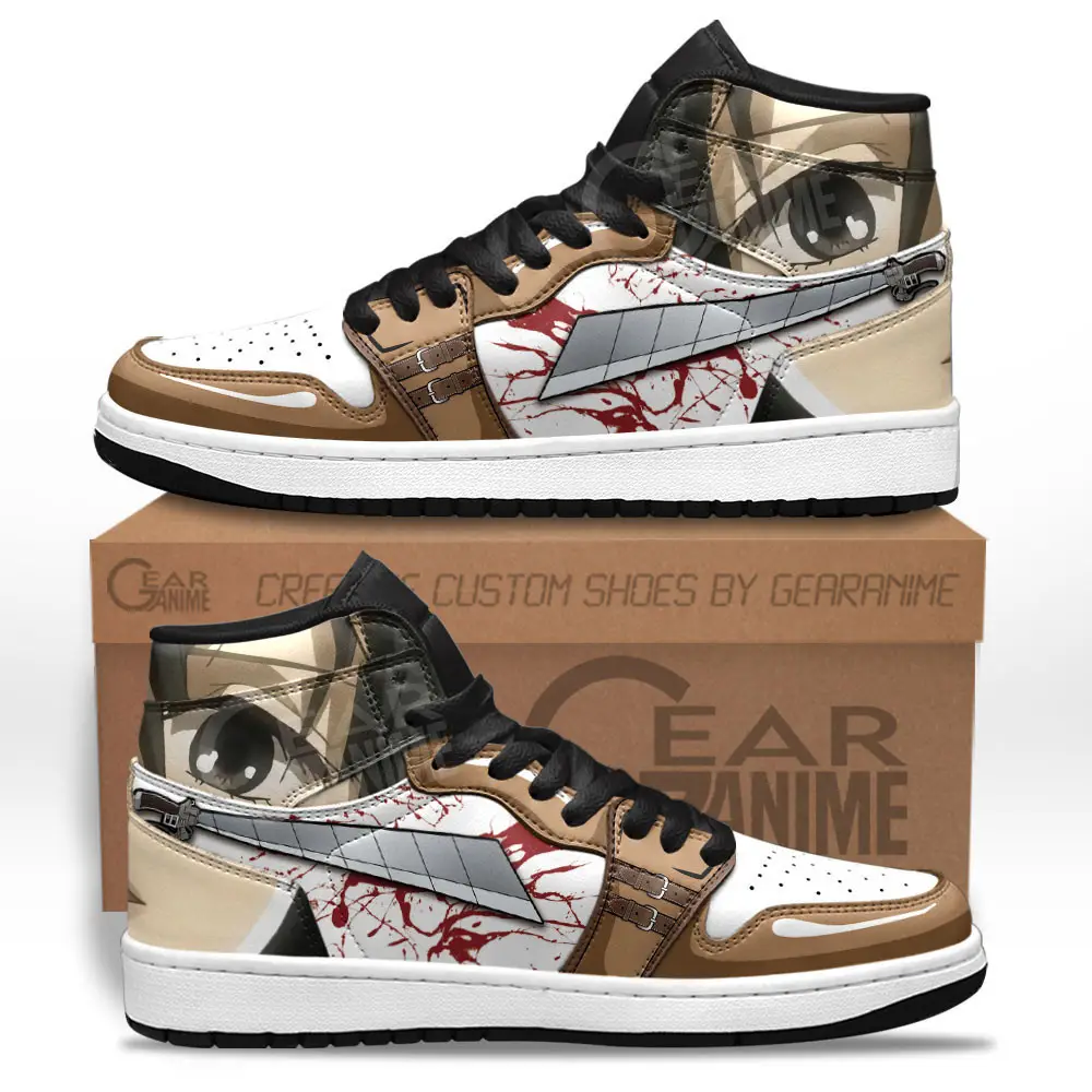 Air JD Hightop Shoes Mikasa Ackerman JD1s Sneakers Attack On Titan Custom Anime Shoes