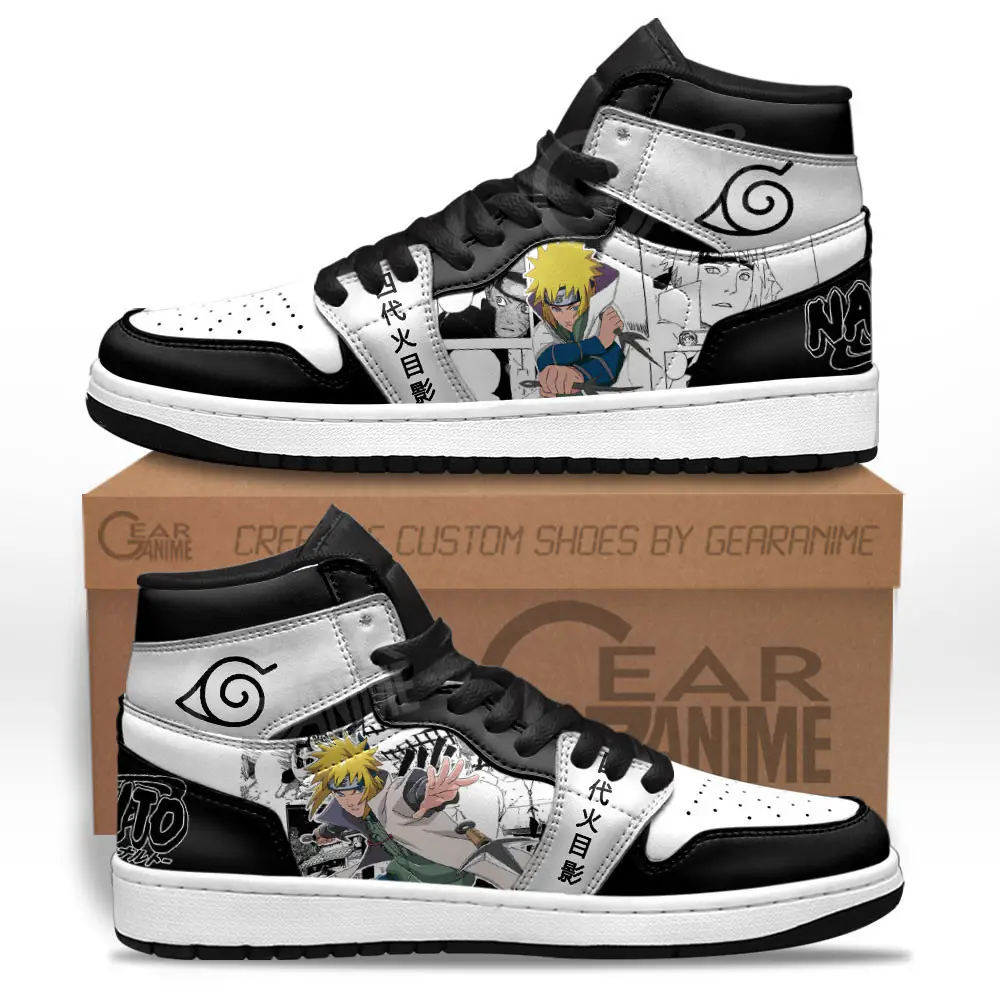 Air JD Hightop Shoes Minato Namikaze JD1s Sneakers Custom Anime Shoes Mix Manga