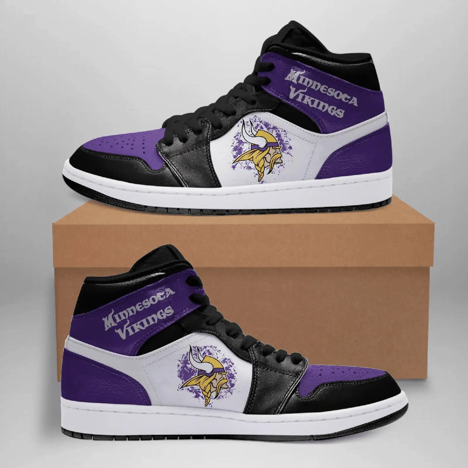 Air JD Hightop Shoes Minnesota Vikings Custom Shoes Sneakers JD Sneakers Hi