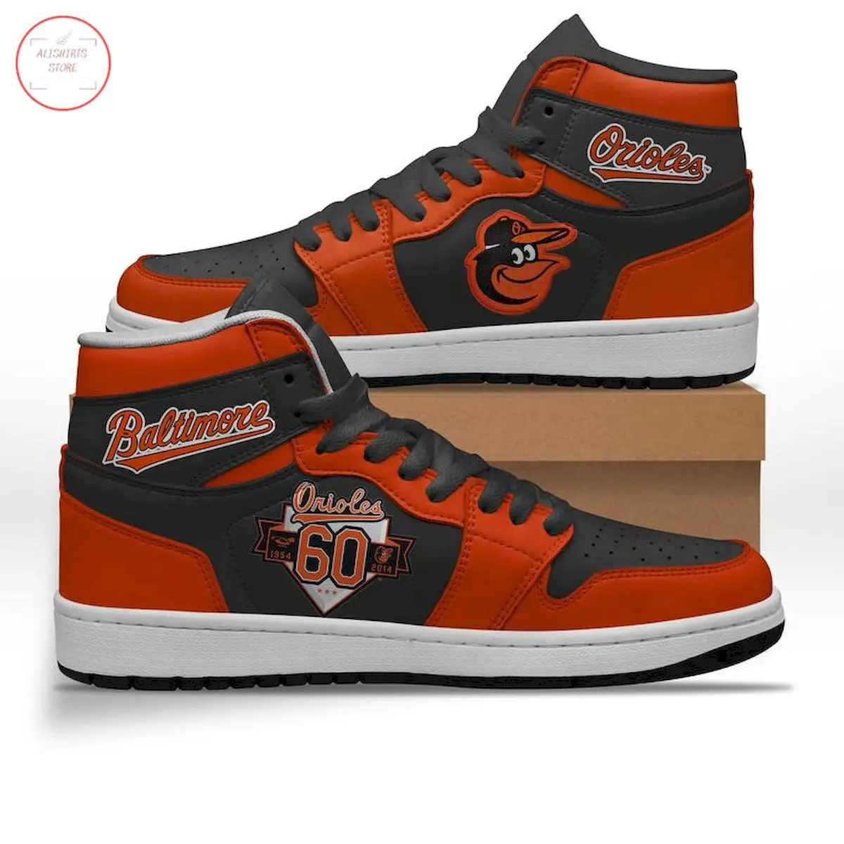 Air JD Hightop Shoes MLB Baltimore Orioles 60 years Air Jordan 1 High Sneakers Air JD Hightop Shoes MLB Baltimore Orioles 60 years Air Jordan 1 High Sneakers - Image 1