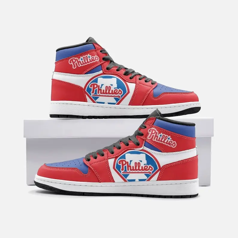 Air JD Hightop Shoes MLB Philadelphia Phillies Air Jordan 1 High Sneakers V2 Air JD Hightop Shoes MLB Philadelphia Phillies Air Jordan 1 High Sneakers V2 - Image 1