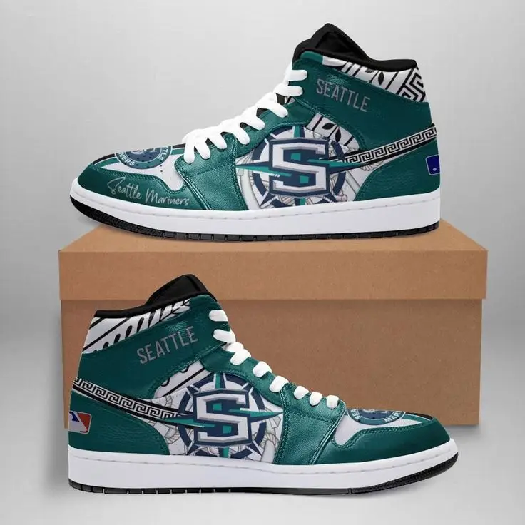 Air JD Hightop Shoes MLB Seattle Mariners Air Jordan 1 High Sneakers V2