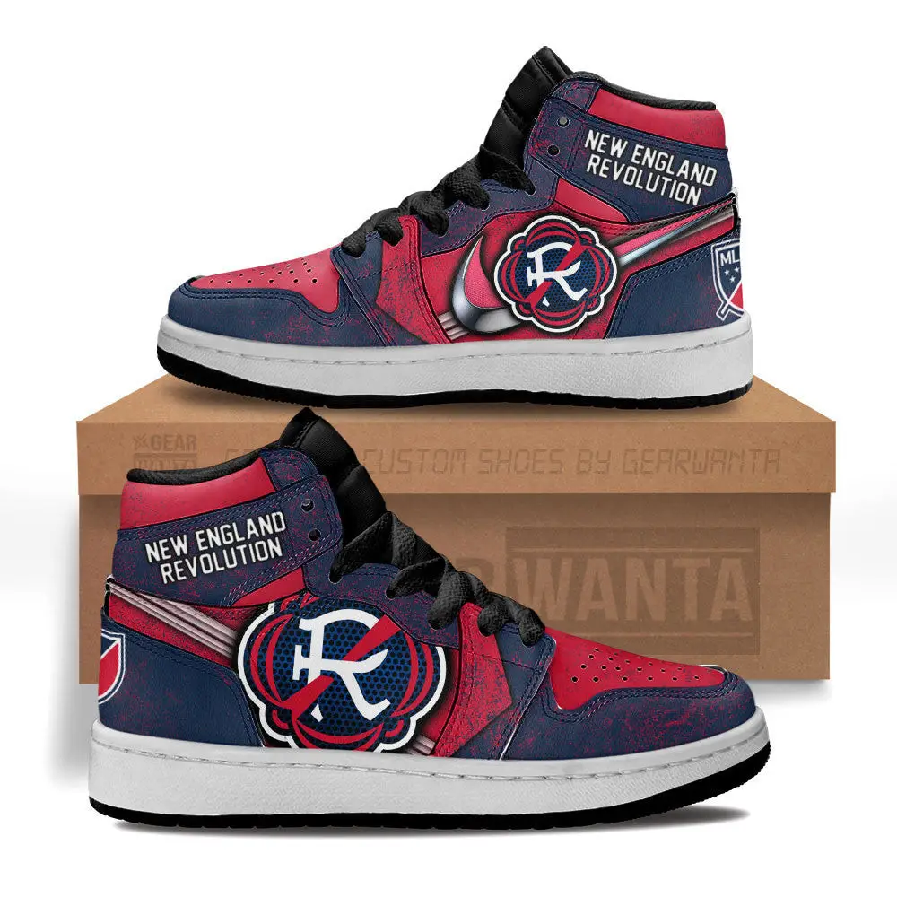 Air JD Hightop Shoes MLS New England Revolution Logo Air Jordan 1 High Sneakers