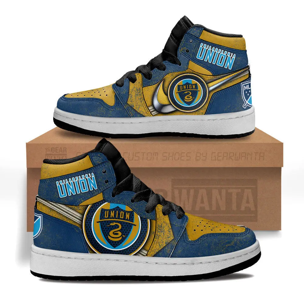 Air JD Hightop Shoes MLS Philadelphia Union Logo Air Jordan 1 High Sneakers