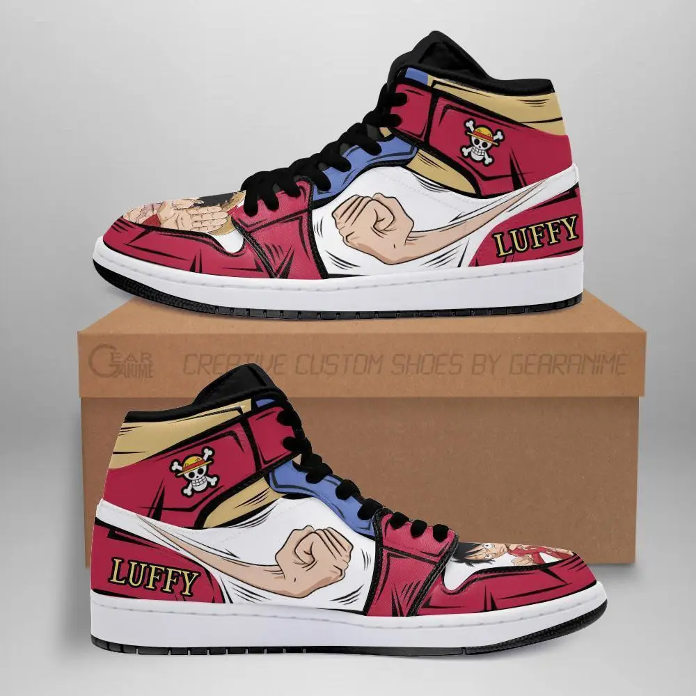 Air JD Hightop Shoes Monkey D Luffy JD1s Sneakers Gomu Gomu Custom Anime One Piece Shoes
