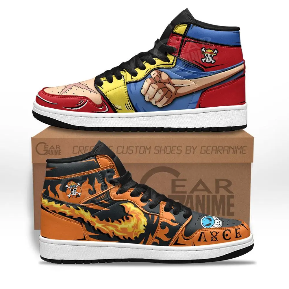 Air JD Hightop Shoes Monkey D. Luffy And Portgas D. Ace Custom Anime One Piece Shoes Air JD Hightop Shoes Monkey D. Luffy And Portgas D. Ace Custom Anime One Piece Shoes - Image 1