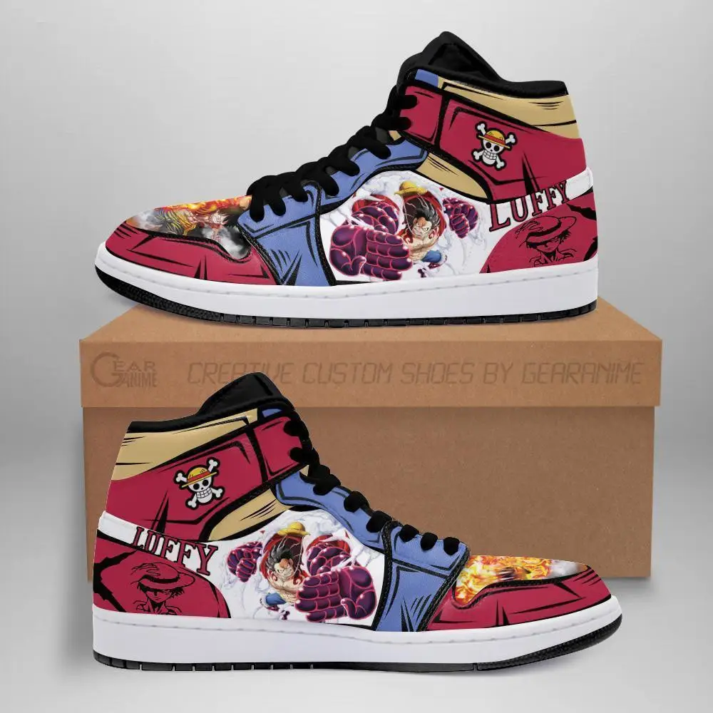 Air JD Hightop Shoes Monkey D. Luffy Gear Fourth Custom Anime Shoes For One Piece Fans